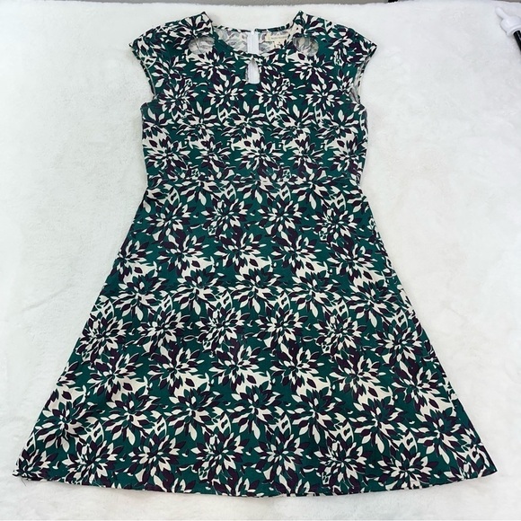 Mata Traders Women's Green Purple 100% Cotton Boho Dress Floral S/S Size MD - Picture 7 of 12